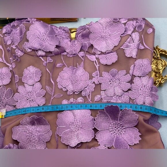 🆕 BRONX & BANCO 🧿 NWOT Jasmine Floral-Appliqued Gown, Lilac - Sz XS US 2 - Picture 16 of 16